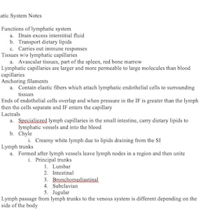 Lymphatic System Notes