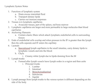 Notas sobre el sistema linfático