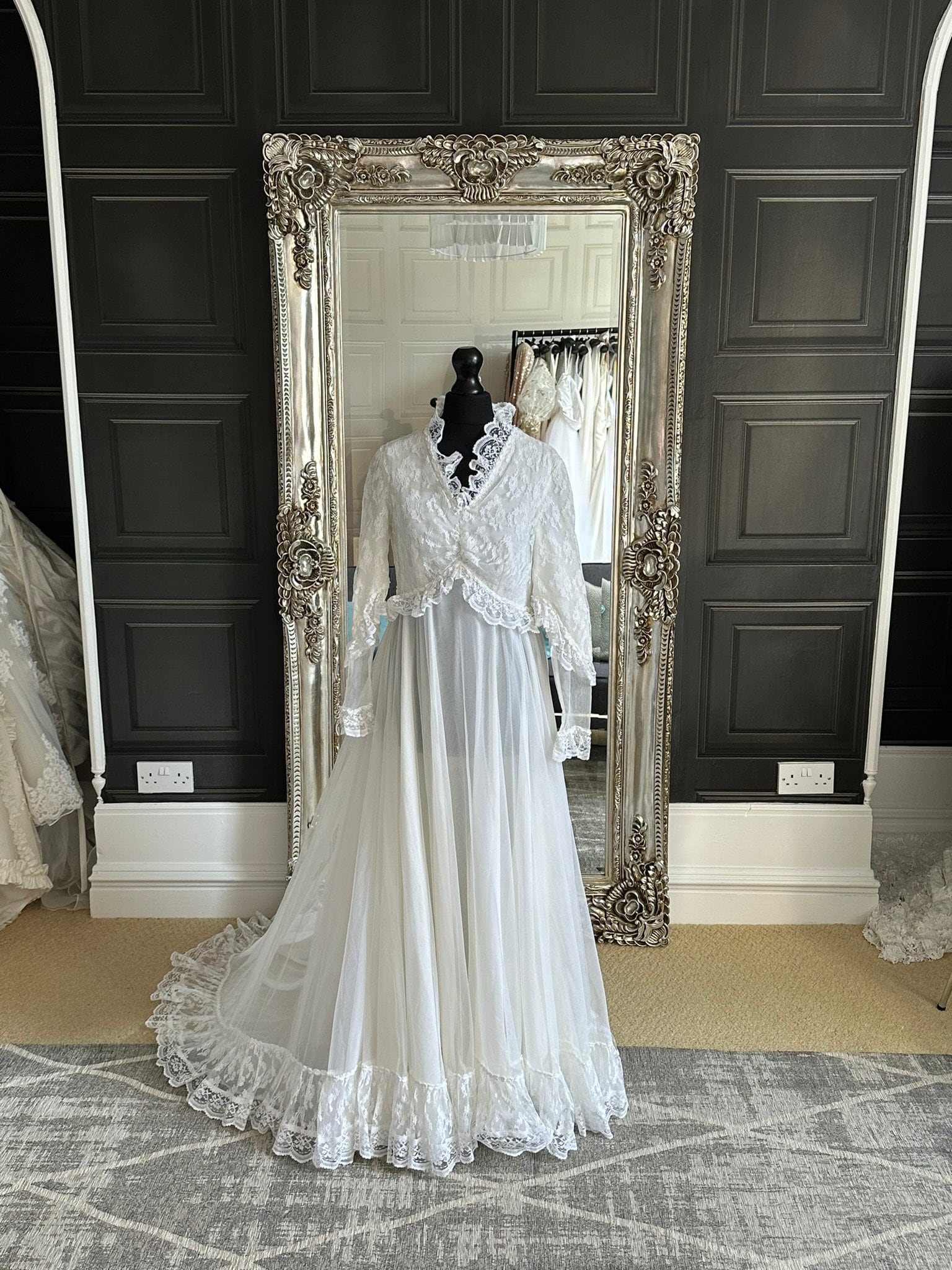 1970s Lace Bodice Wedding Dress