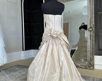 ian stuart gold wedding dress Ian Stuart Champagne Taffeta Wedding Gown