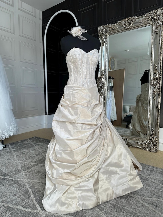 ian stuart bridesmaid dresses Ian Stuart Champagne Taffeta Wedding Gown