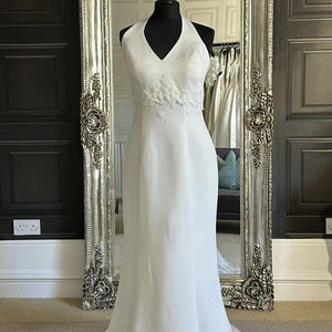 Ian Stuart True Vintage Wedding Dress • Ivory Duchess Satin Halter Gown