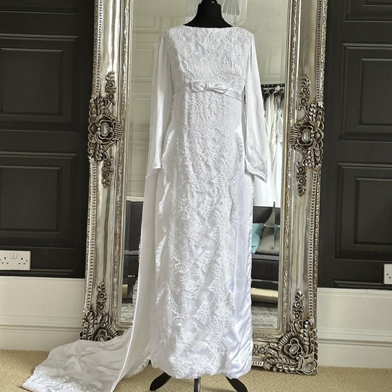 retro bridal dresses Modern Mermaid Vintage Wedding Dress with Special Lace Beading Sheer Back Gowns There is even more 1960s Vintage Satin Wedding Dress