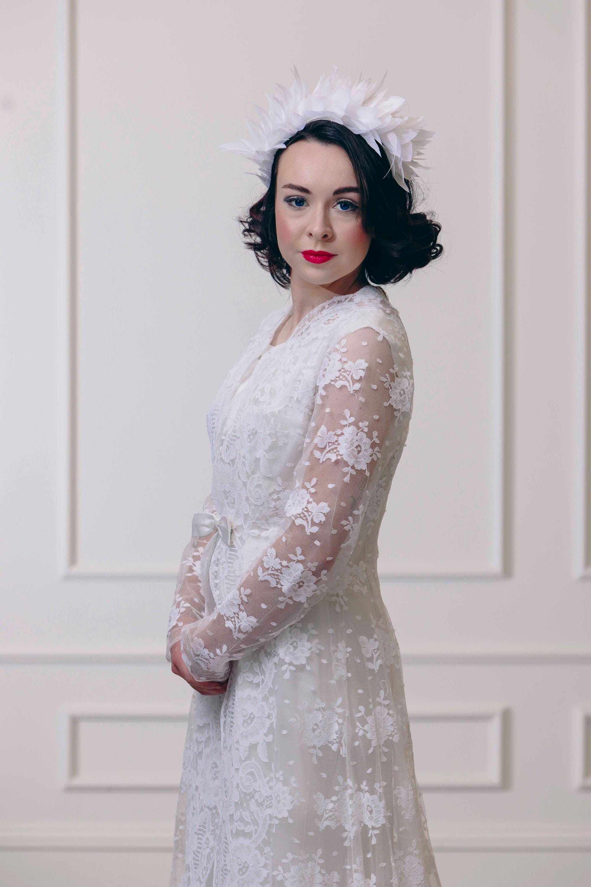 1960s True Vintage Wedding Dress & Lace Coat - Empire Line