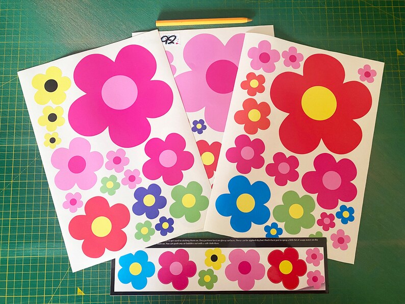 Large Multi Coloured Flower Stickers, Car, Laptop, Kitchen, Bathroom - Etsy