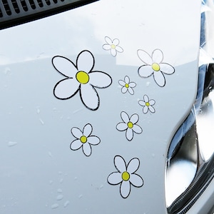 Adesivi per auto con margherita bianca