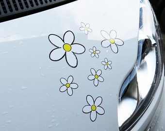 White Daisy Car Stickers