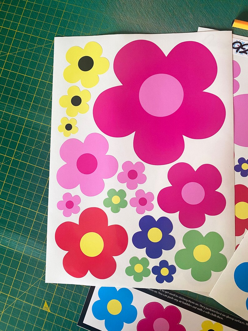 Large Multi Coloured Flower Stickers, Car, Laptop, Kitchen, Bathroom - Etsy