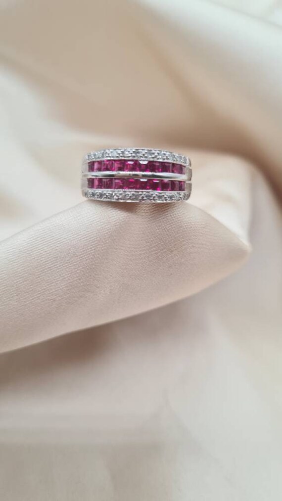 18ct Diamond Ruby Half Eternity - image 2
