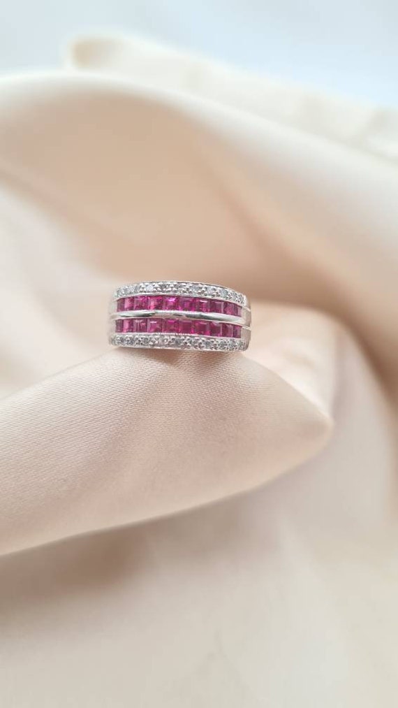 18ct Diamond Ruby Half Eternity - image 1