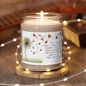 Scented Soy Candle, 9oz,  Jeremiah 29:11, For I know the plans I have for you, Apples, Cinnamon Vanilla, Sea salt Orchid,Lavender, Dandelion