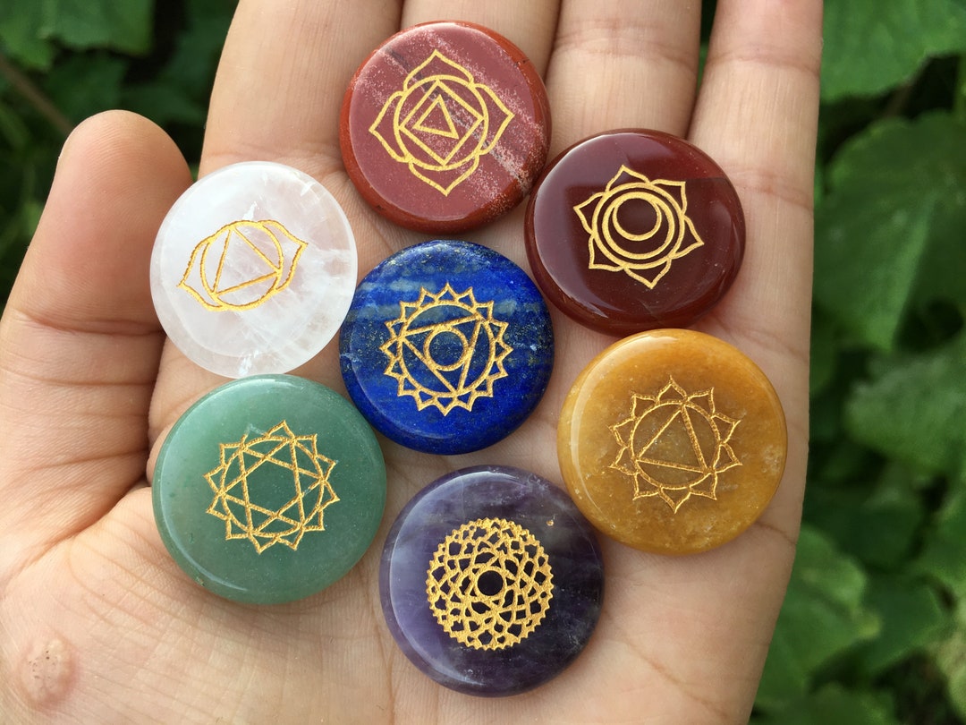 Seven Chakra Stone Engraved Symbols Set Chakra Reiki Healing - Etsy