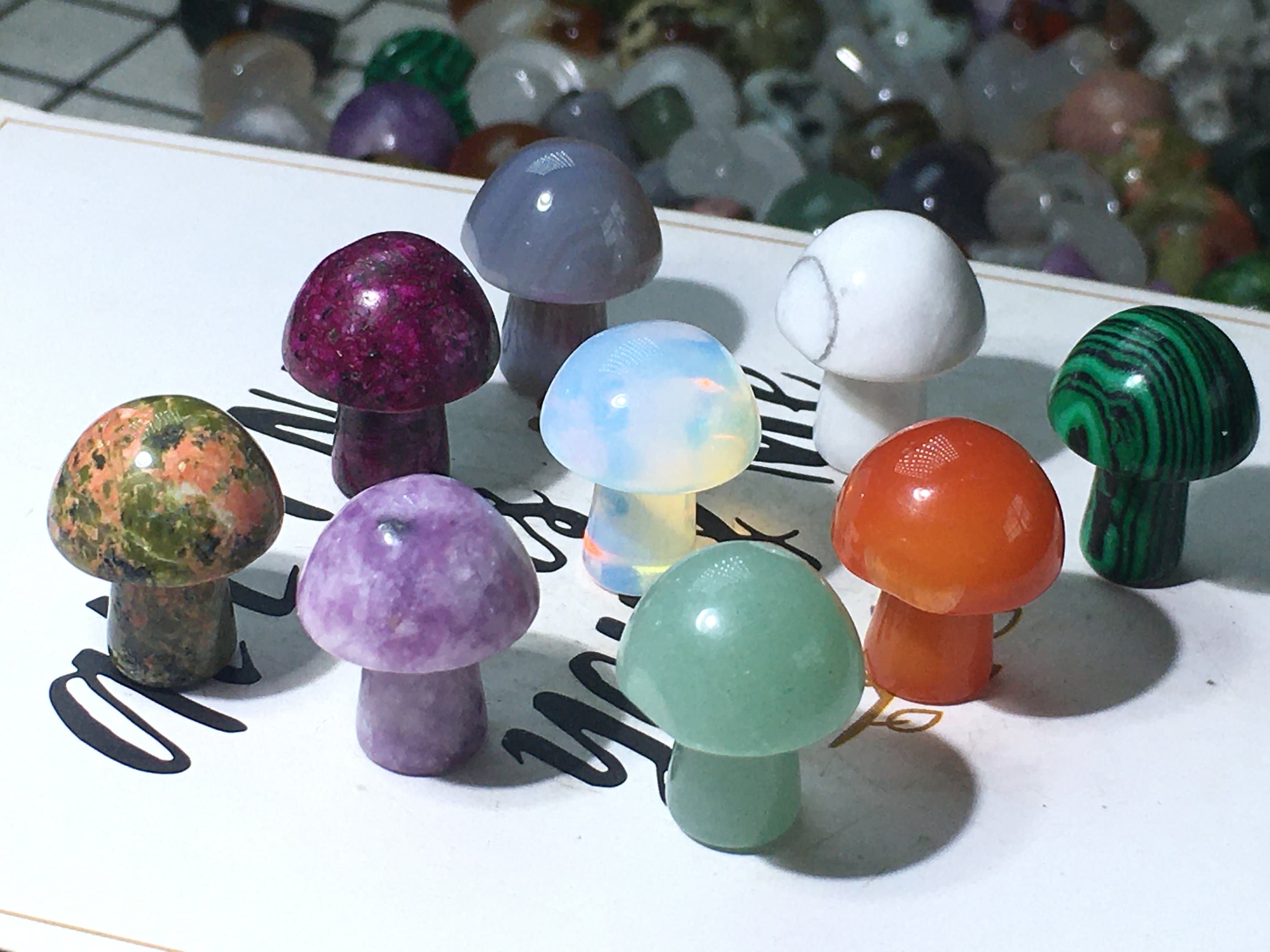 Natural Mixed Stone Quartz Crystal Hand Carve Mini Mushroom Etsy