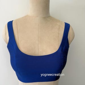 Royal Blue Silk Saree Blouse: Sleeveless Indian Wedding Top