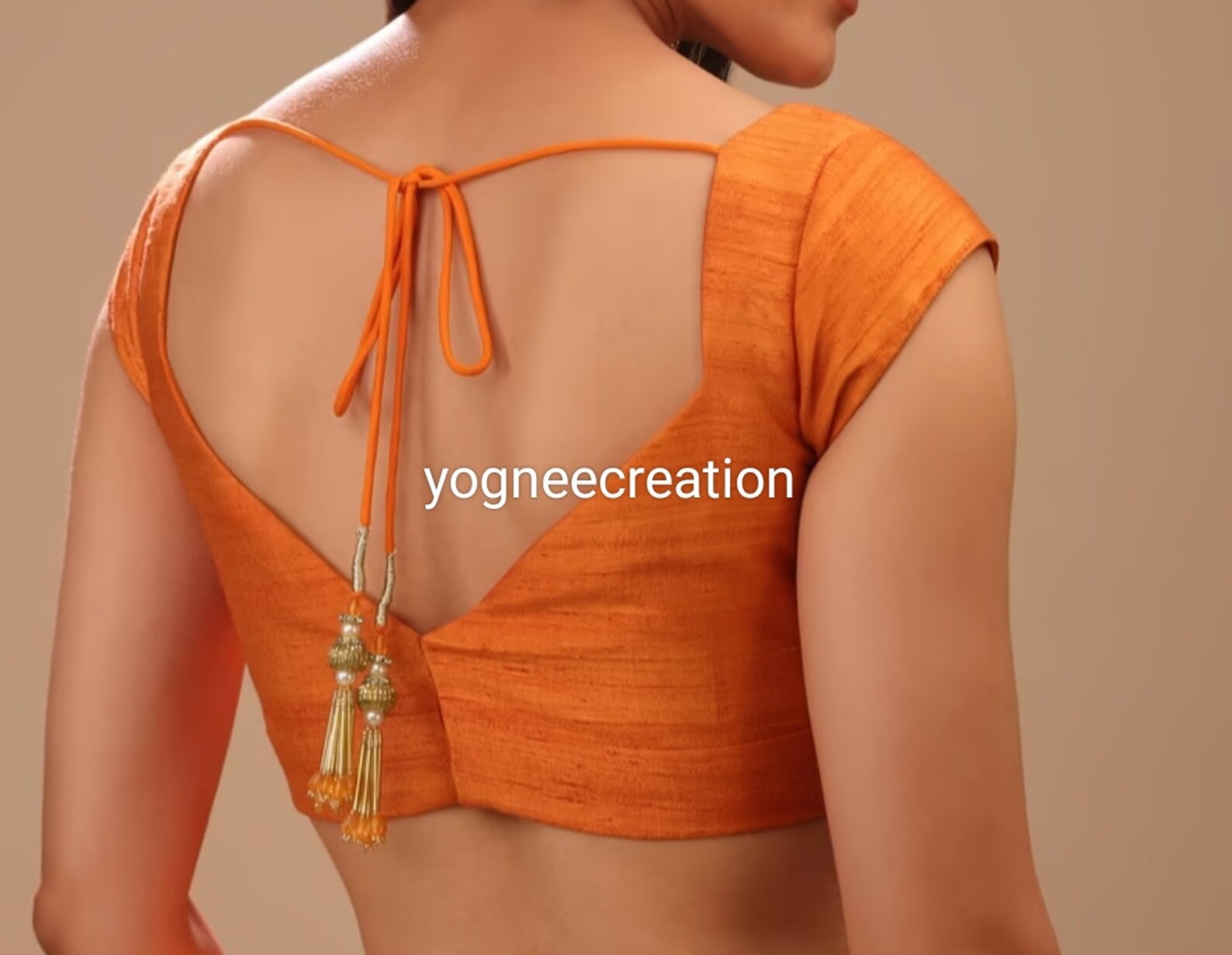 Orange Silk Saree Blouse Cap Sleeves Blouse Indian Designer Etsy