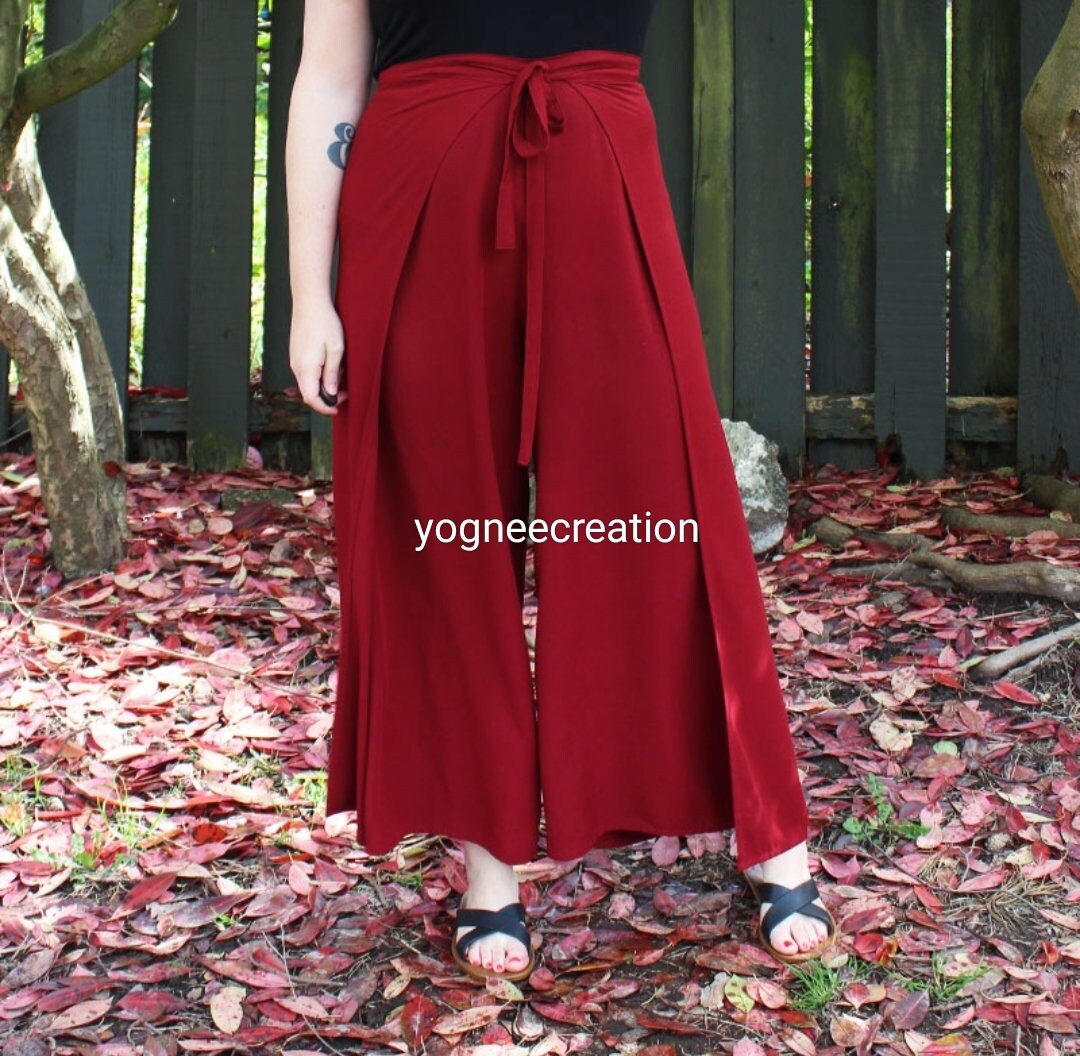 Very easy  Wrap Palazzo Pants Cutting and Sewing  Wrap culottes trousers  sewing tutorial  YouTube