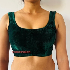 Velvet Indian Blouse: Sleeveless Saree Top, Readymade Choli