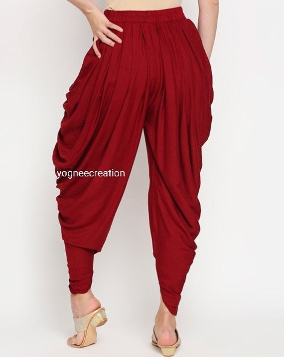 Women Bandhej Dhoti Pants - Red - Dhoti Pants - Trousers - Bottomwear -  Fabrika16