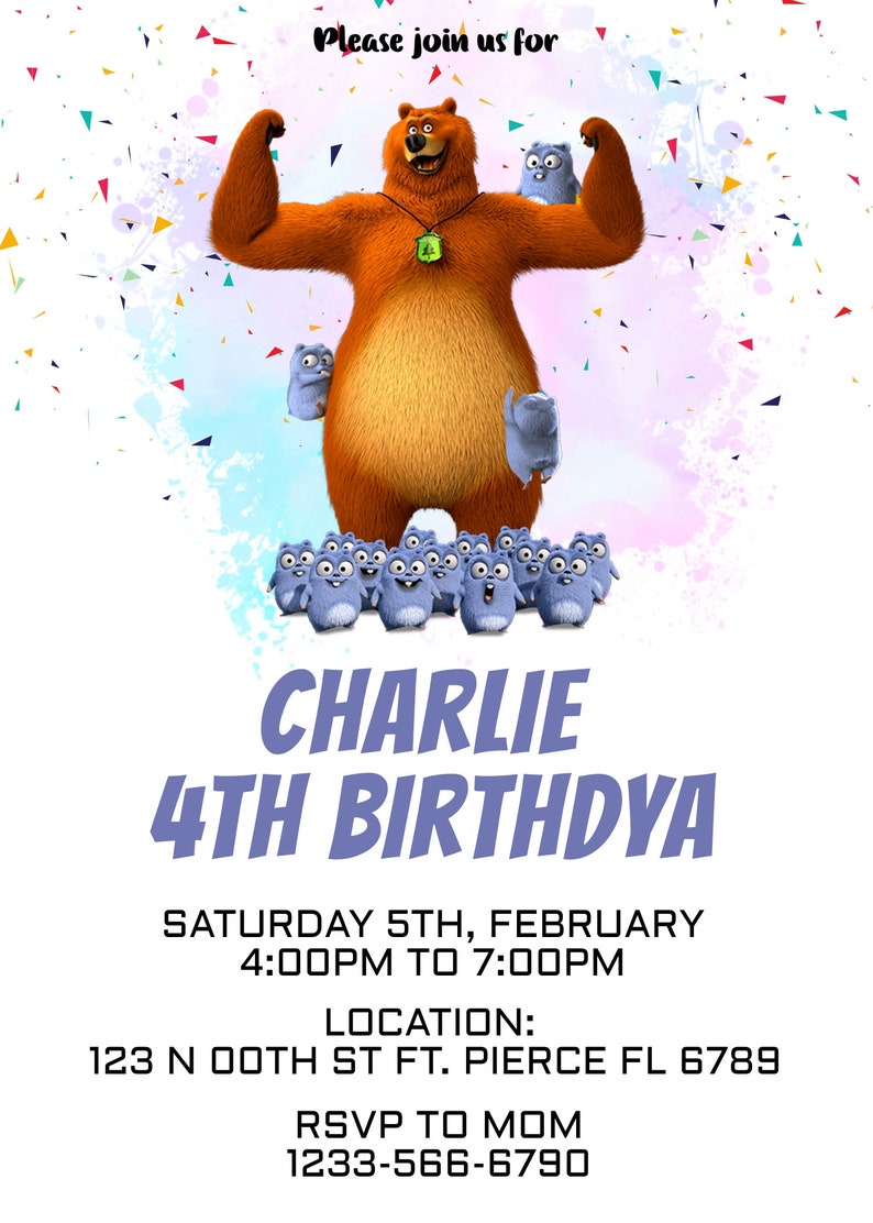 Grizzly Birthday Invite Etsy