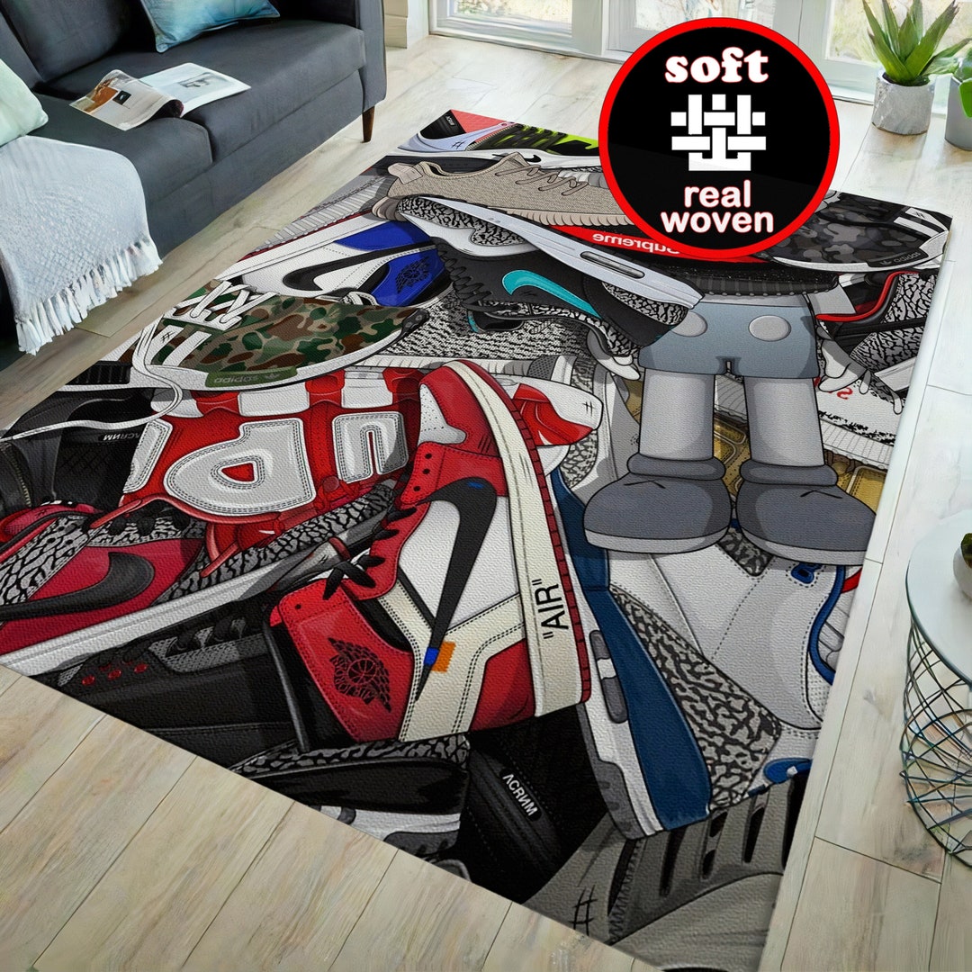 Sneaker Rug Hypebeast Rug Woven Rug Area Rug Doormat Home Etsy