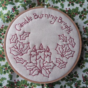 Candle Burning Bright Candlemat Stitchery Hand Embroidery PDF Pattern Instant Download