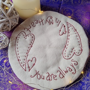 Du bist immer in meinem Herzen Primitive Stickerei Candlemat Digitaler Download PDF-E-Pattern