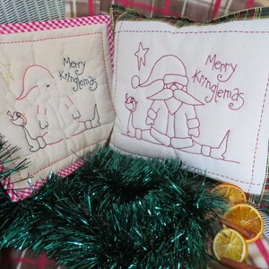 Merry Kringlemas Kissen- und Kerzenschein-Stickerei, Handstickerei, PDF-Muster