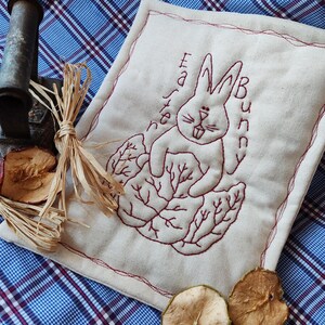 Easter Cabbage Bunny Mugmat Stitchery, Redwork, Hand Embroidery E Pattern