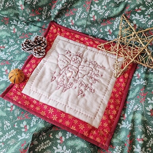 Believe Christmas Prim Angel Placemat Primitive Stitchery, Hand Embroidery Digital PDF Pattern Instant Download