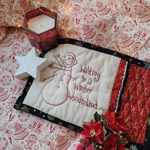 Walking In A Winter Wonderland Candlemat, Primitive Stitch PDF Pattern & Instructions