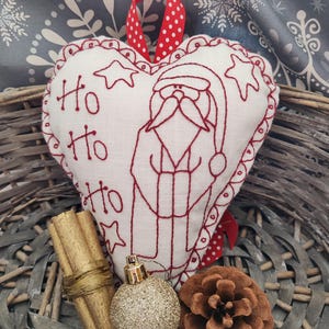 Ho Ho Ho Santa Primitive Hanging Heart PDF E-Pattern Instant Download