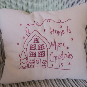 Home Is Where Christmas Is... Primitive Stitchery Redwork Hand Embroidery Digital Pdf Pattern