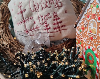 Oh Christmas Tree Redwork Primitive Stitchery Hand Embroidery Digital PDF Pattern