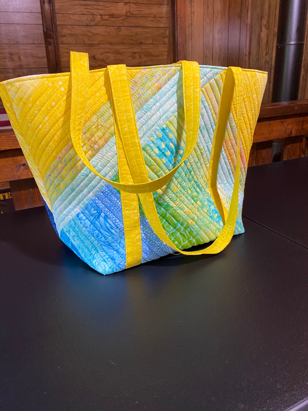 Quilted Large Tote Bag Handmade in Vermont 3 Pockets Etsy