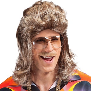 Men's mullet wig, rocker hairstyle, men's wig, mottled blonde, 80s & 90s theme party costume outfit accessories