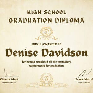 Custom School Diploma Certificate