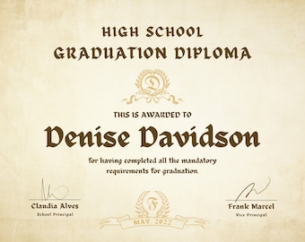Custom School Diploma Certificate