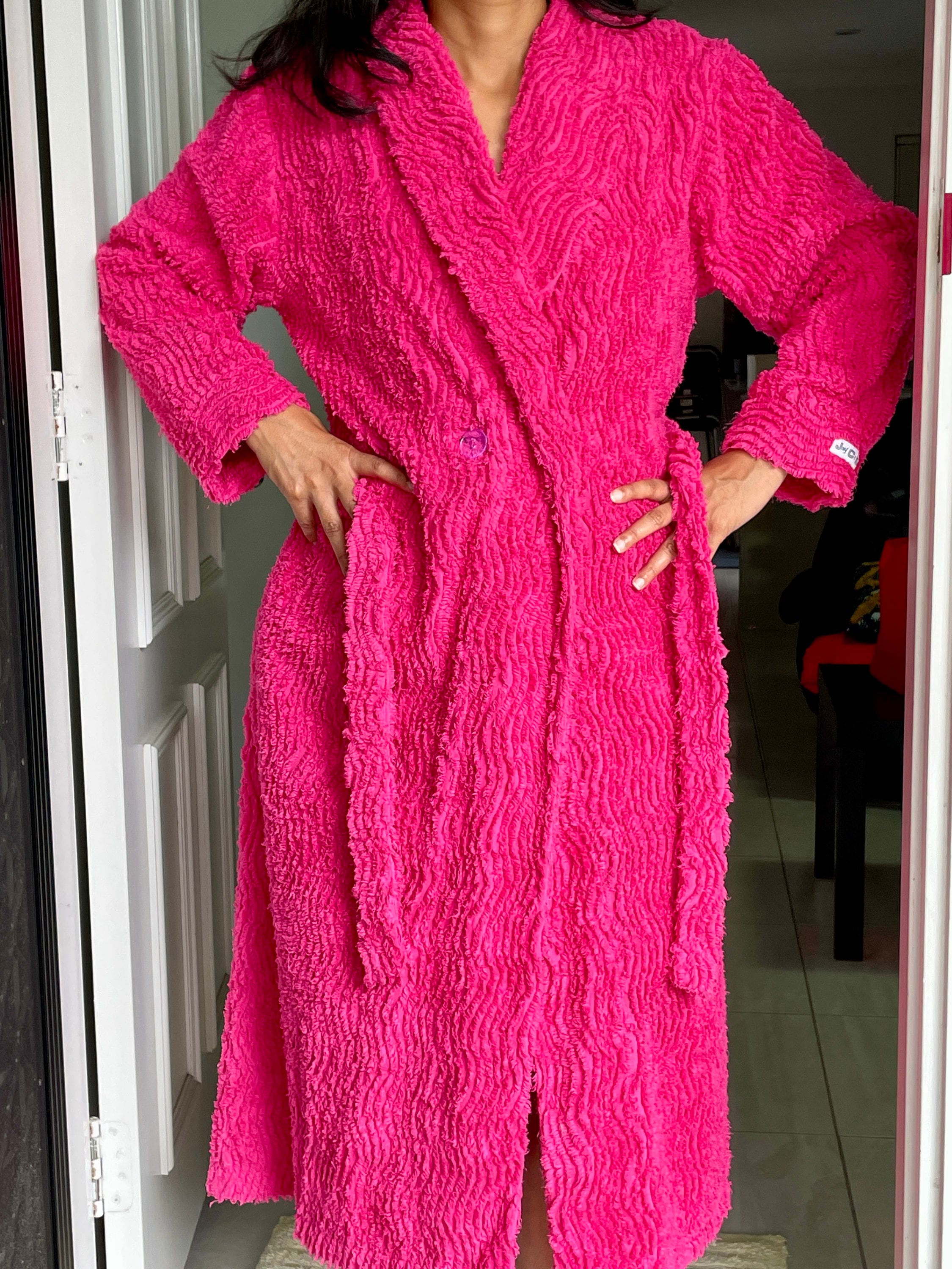 Vintage Style 100 Cotton Chenille Dressing Gown / Robe Hand Made in