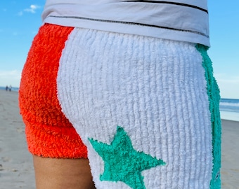 100% cotton Chenille Star shorts or towelling shorts