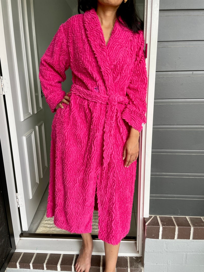 Vintage Style 100 Cotton Chenille Dressing Gown / Robe Hand Made in