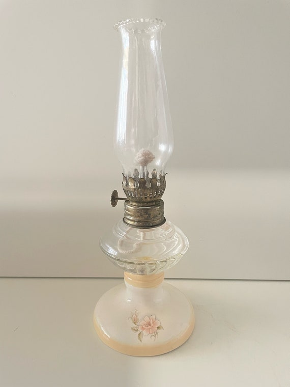 Vintage Small Oil/kerosene Lamp With Ceramic Base - Etsy