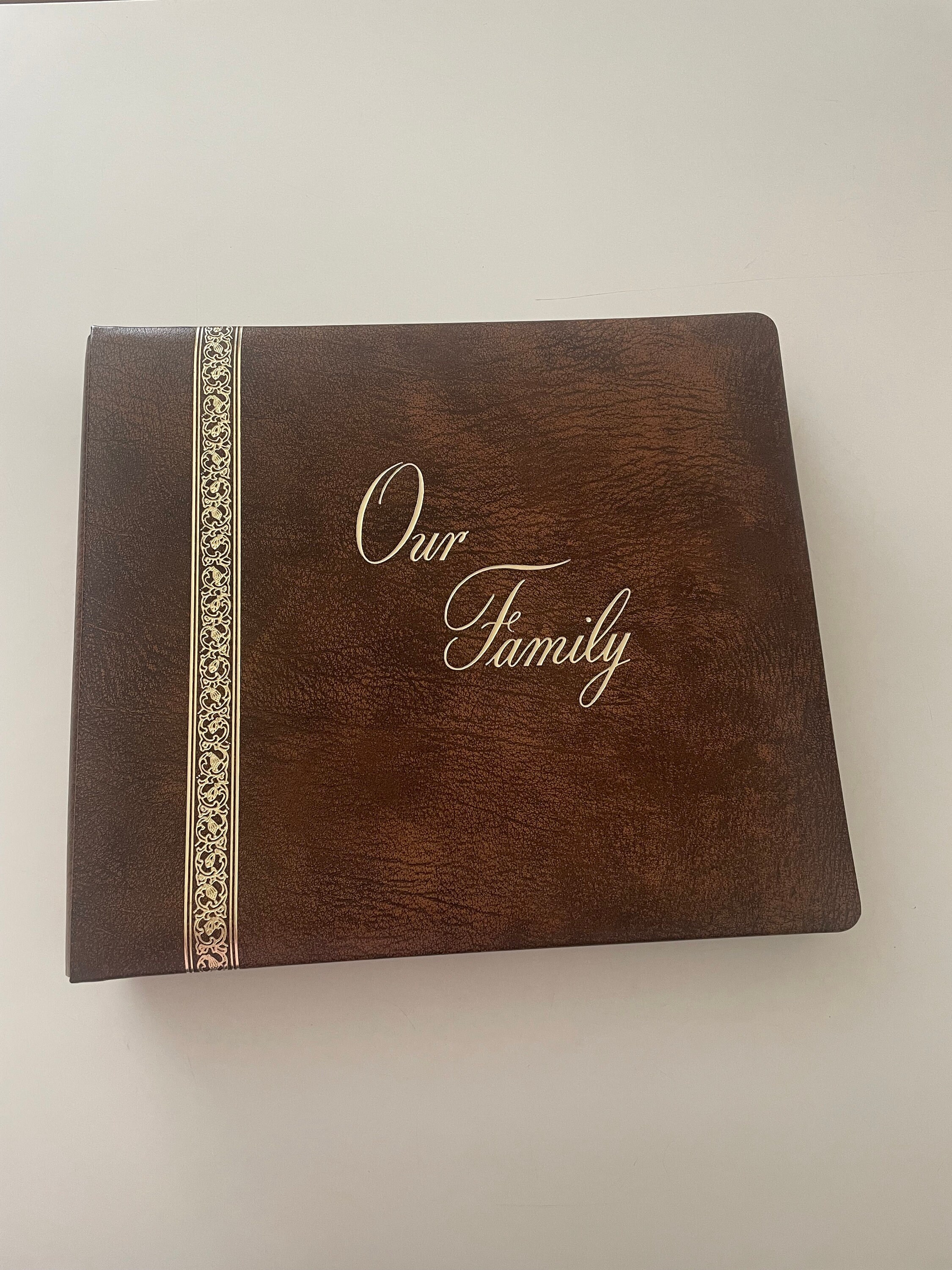 Personalized brown leather photo album, free shipping, leather scrapbook,  junk journal, anniversary, wedding, baby album scrapbook