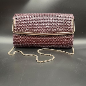 Vintage Damen GD Mesh Handtasche Clutch - Farbe Burgund