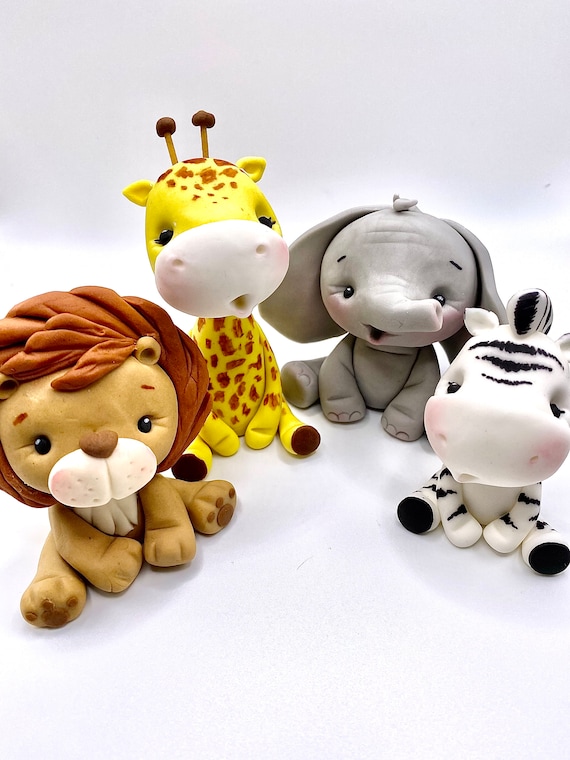 Safari Animal Cake Toppers Cute Baby Fondant Animals Etsy UK
