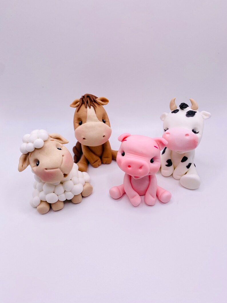 Farm Animal Cake Toppers Cute Baby Fondant Animals Etsy UK