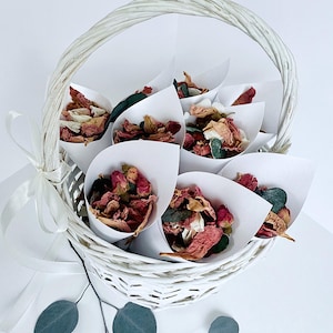 Coriandoli naturali biodegradabili + coni fai da te / Set da 10 I 1 litro Coriandoli di fiori veri / Lancio di petali / Uscita di nozze / Blütenkonfetti