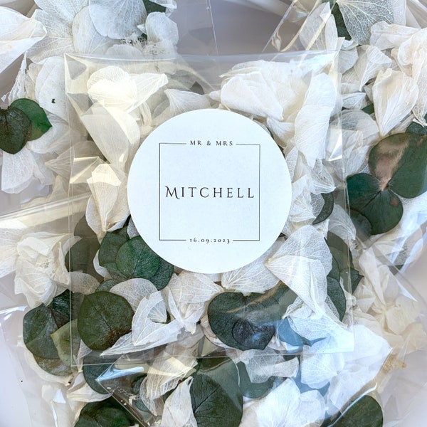 Celebrate Love with Personalized Wedding Confetti Packets - Eco-Friendly & Biodegradable Real Flower Petal Confetti - Handcrafted - Style 8