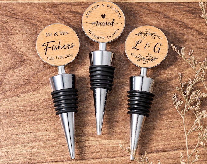 Personalized Bottle Stopper, Custom Engagement Wine Stopper, Engraved Wedding Bottle Stopper, Anniversary Gift, Engagement Gift,Wedding Gift