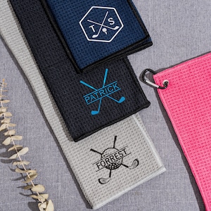 Besticktes Golfhandtuch, personalisiertes Golfhandtuch, monogrammiertes Golfhandtuch, personalisiertes Golfgeschenk für Papa, Bräutigamsgeschenke