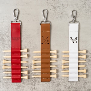 Golftaschenanhänger, personalisierter Golf-Tee-Halter, Golf-Geschenk für Trauzeugen, individuelles Bräutigam-Geschenk, Leder-Golfanhänger, individuelles Golf-Accessoire, Geschenk für Golfer
